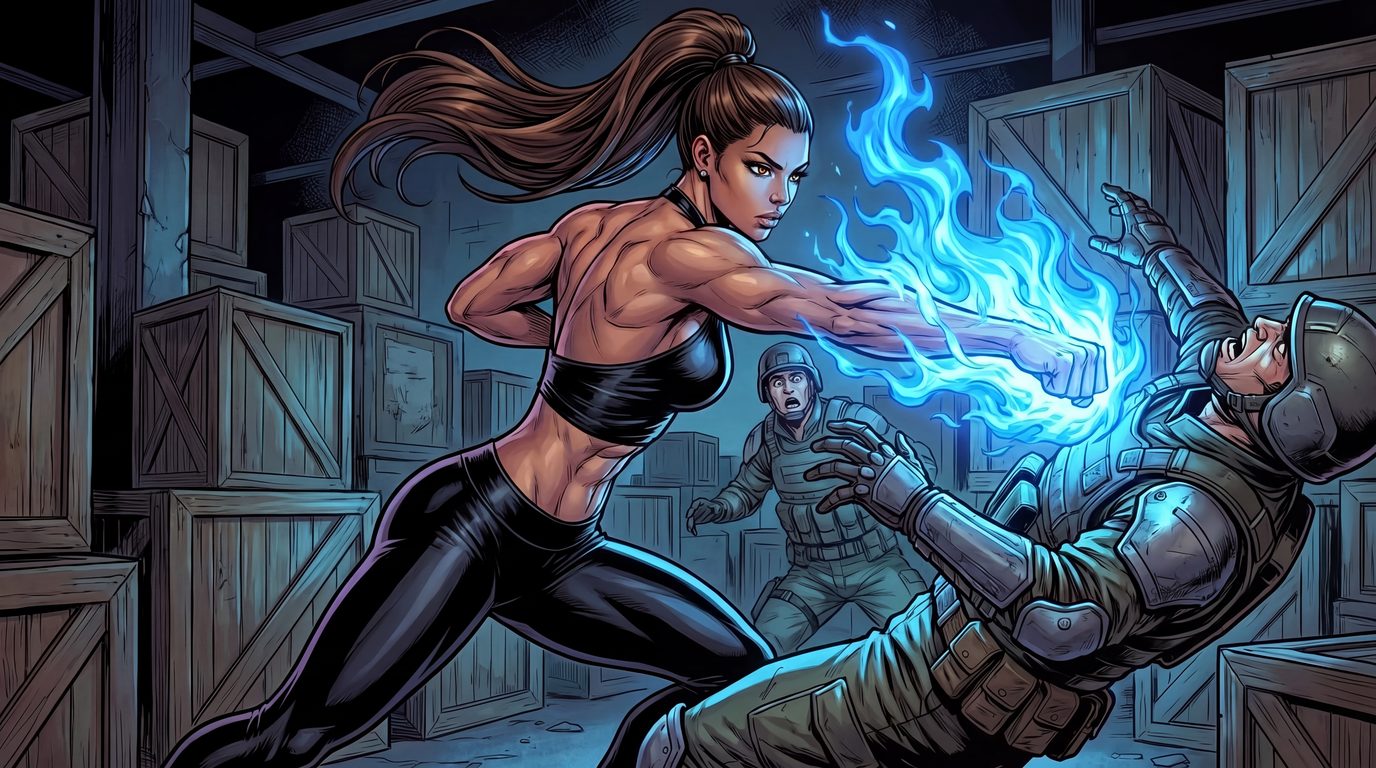 Xlina Dar’Karrow striking with nightmare fire